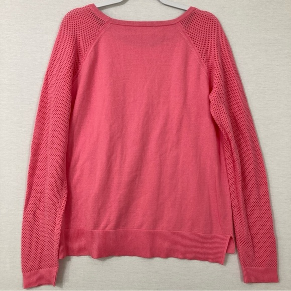 Lauren Ralph Lauren Pink Round Neck Mesh Sleeve Knit Pullover Top XL - Picture 9 of 10
